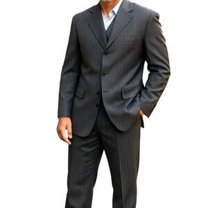 Raspinni  42L Men's Blazer Gray Suit Coat Stripe Sport Jacket 4  Buttons 42 Long